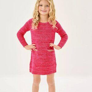 The "Cherry Red Metallic Marl" Girls Lolo Sweater Dress by Lilly Pulitzer